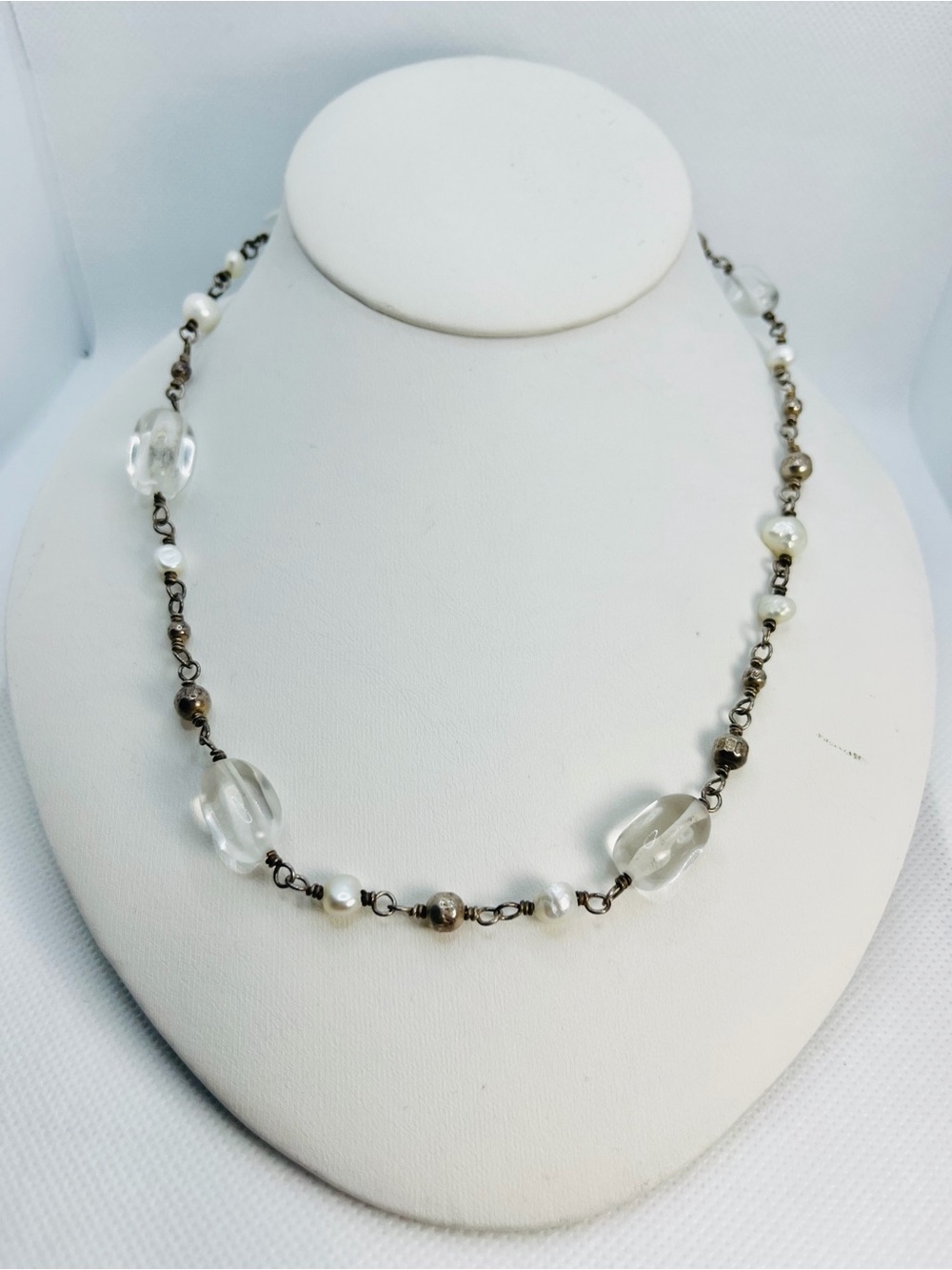 Silpada Freshwater Pearl Crystal Sterling Silver Bead Necklace .925 N1602